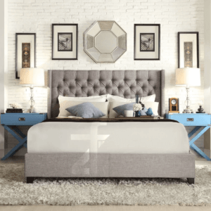 Wingback upholstered velvet bed