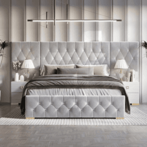 CraftPorch Luxurious Bed with Wall Panels