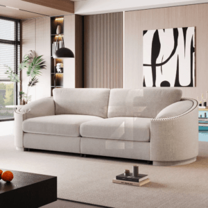Semilunar Rivet Arm Sofa Oversized Loveseat