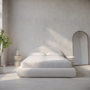 Elodie Boucle Fabric Bed with Arch Headboard
