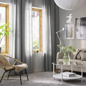 Curtains For 1 Window with heading tape/grey