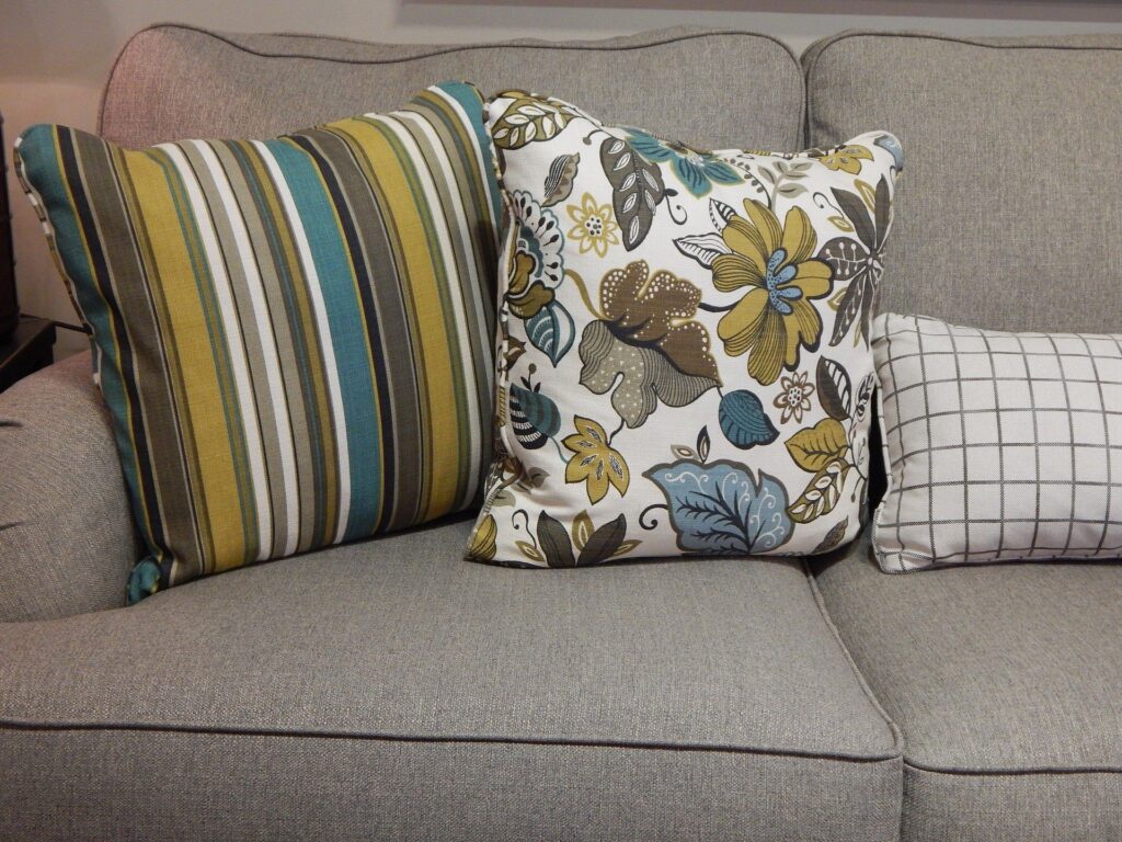 cushions on sofa
