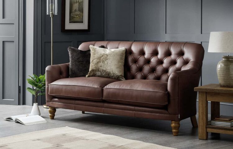 Large sectional leather sofa in an open-plan living space with a stylish, minimalist design