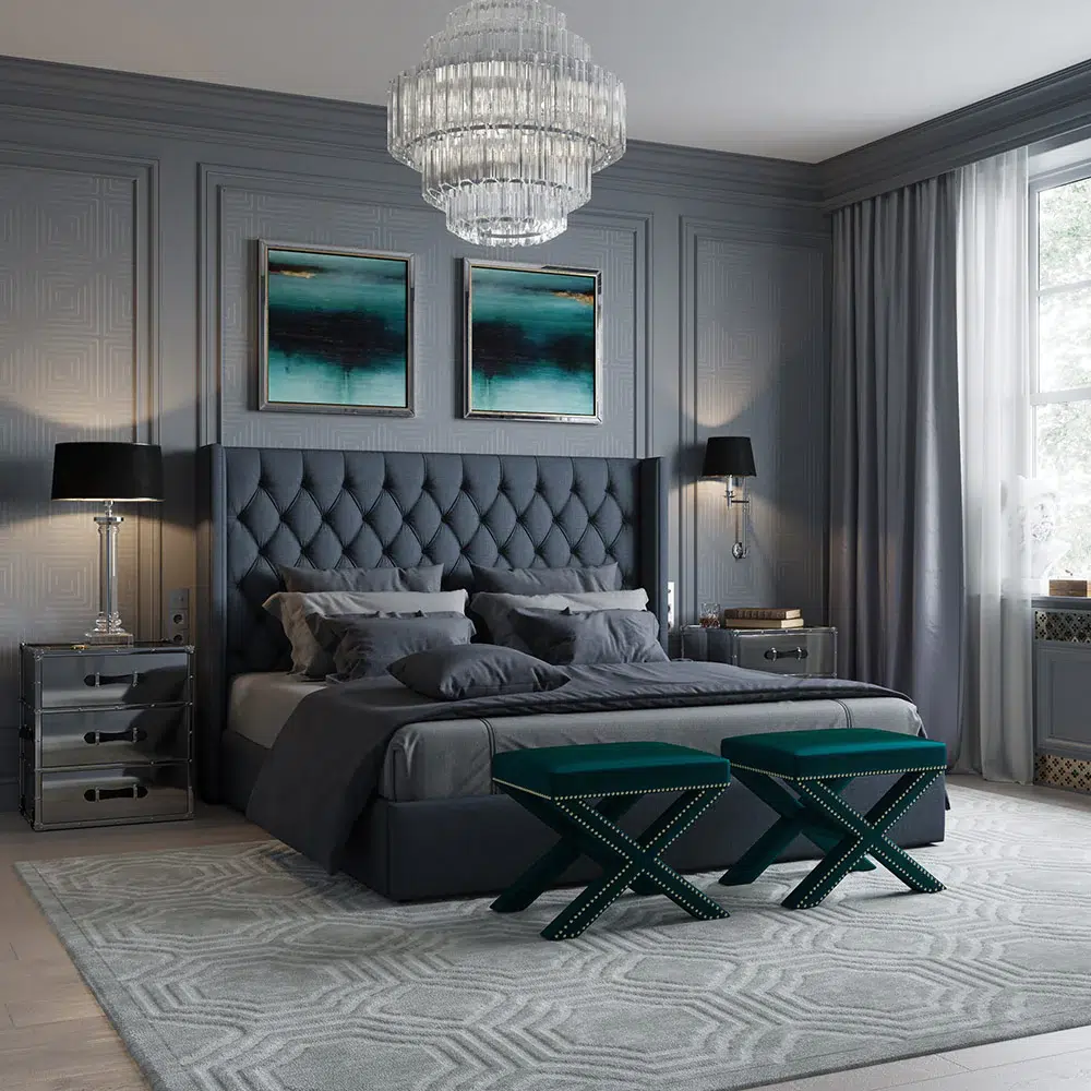 Tufted Velvet Fabric Bed.webp Tufted Velvet Fabric Bed