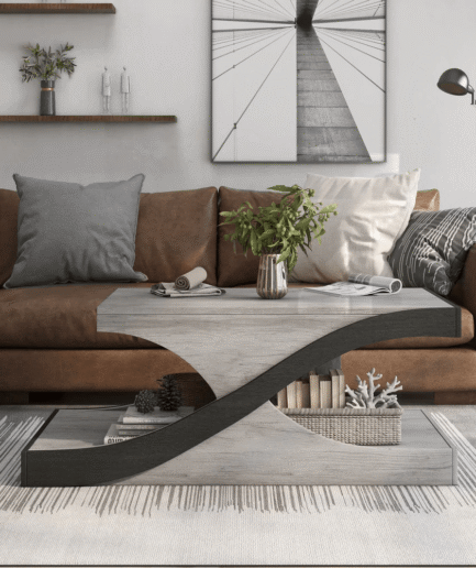 Villetta Modern Grey 2 Shelf Coffee Table