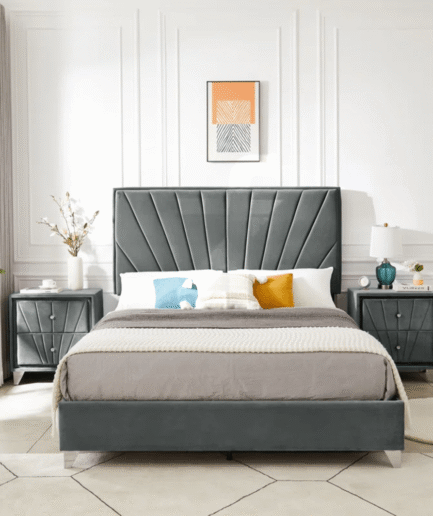 Amber Wingback Velvet Bed