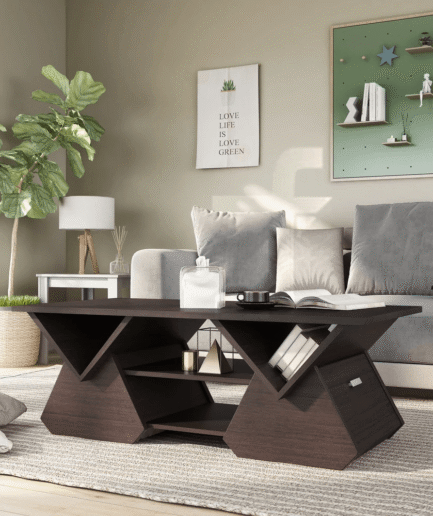 Modern Espresso 4 Shelf Coffee Table